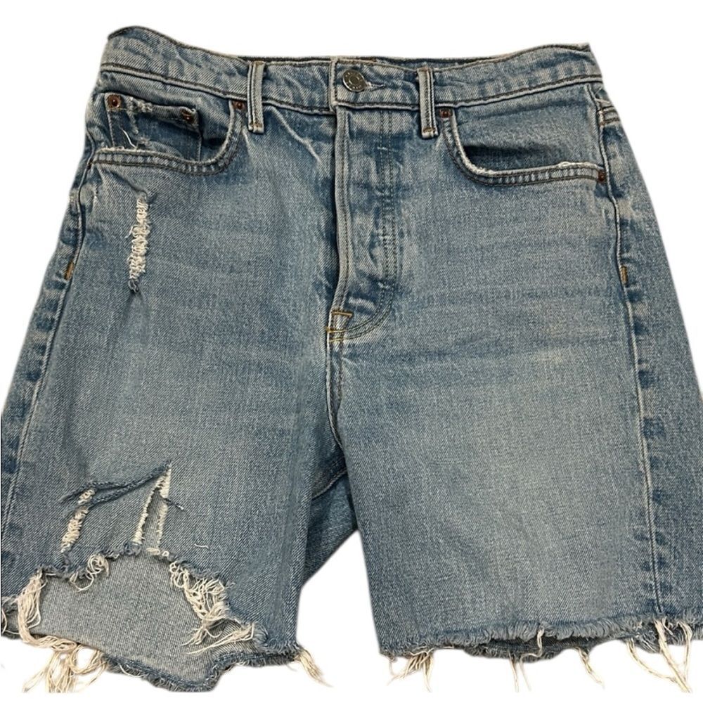 GRLFRND Button Fly Helena High Rise Cut-Off Distressed Denim Shorts 26